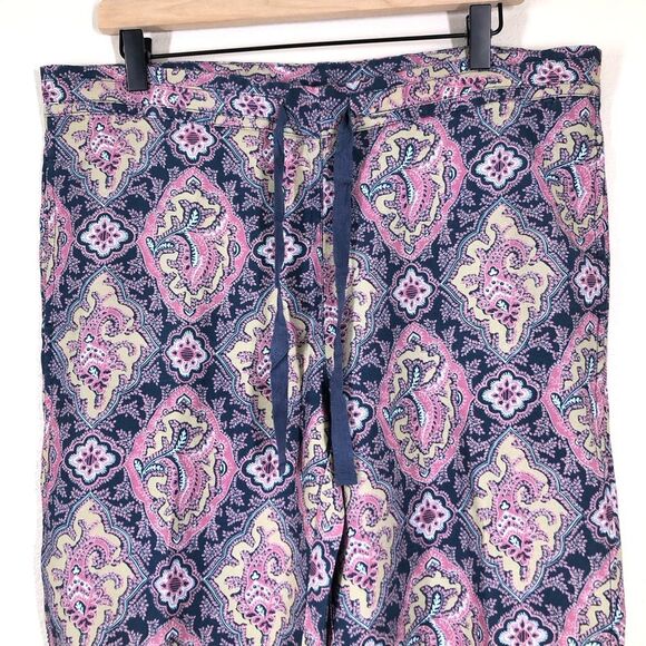 Sundance Madora Printed Pull On Drawstring Pants Paisley Blue Pink Size Small - Picture 2 of 7